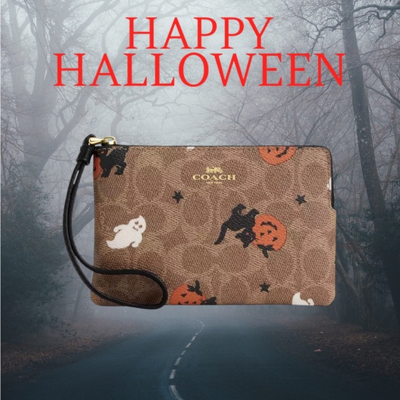 Coach- Corner Zip Wristlet In Signature Canvas With Halloween Print 2024 - Picture 5 of 6
